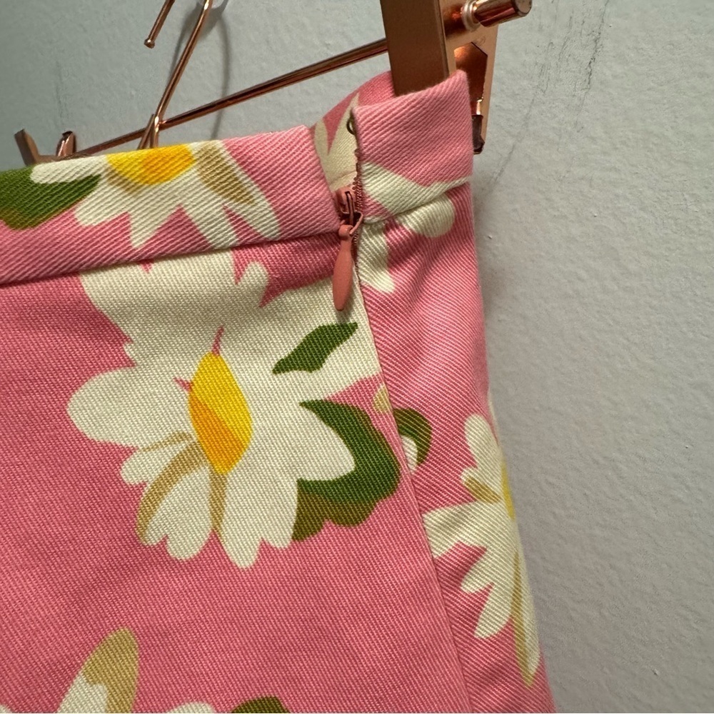 Moschino 1990s Y2K Cheap & Chic Pink Pleated Daisy Print Skirt Size 10 - Picture 7 of 14